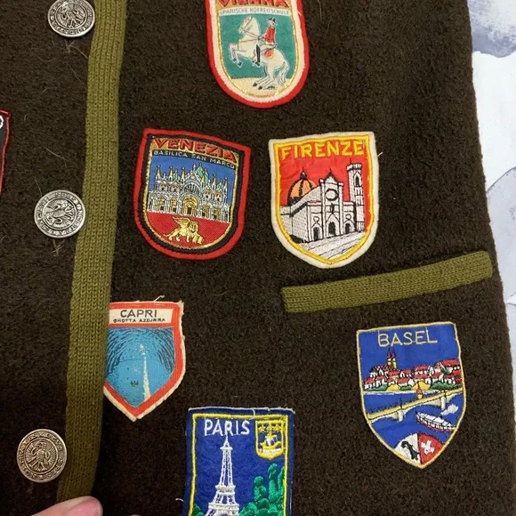 Jantzen Vintage Brown Wool Sweater with Vintage Patches Europe - Picture 13 of 14